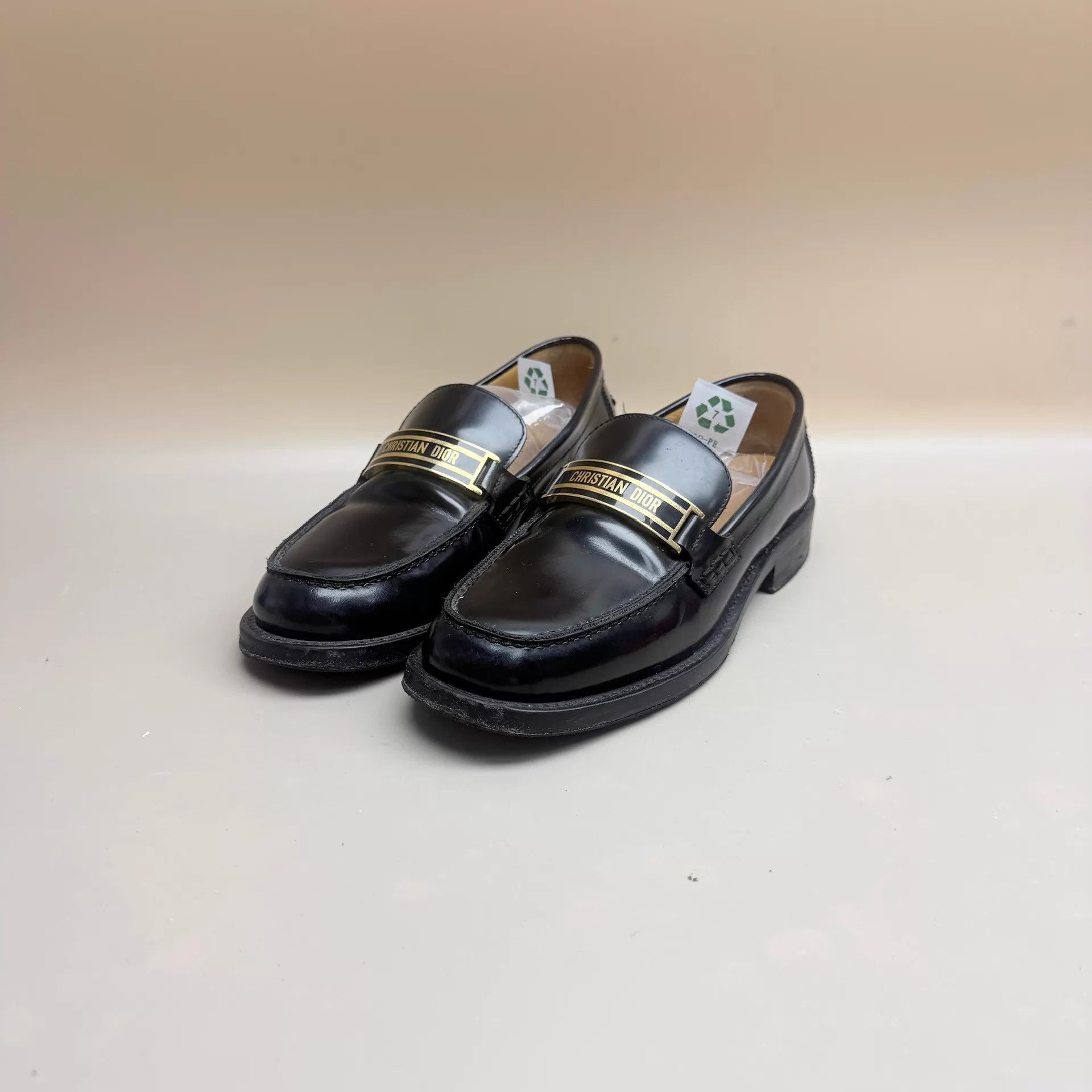 Dior Dior Black & Gold Slogan Loafers 35.5 99 New Size US 5 / IT 35 - 1 Thumbnail