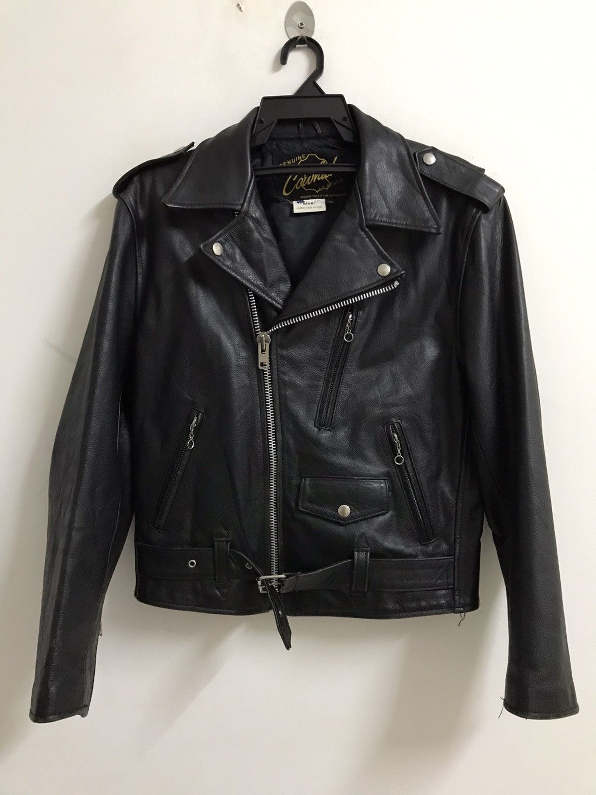 Vintage Genuine Cowhide Leather Biker Jacket