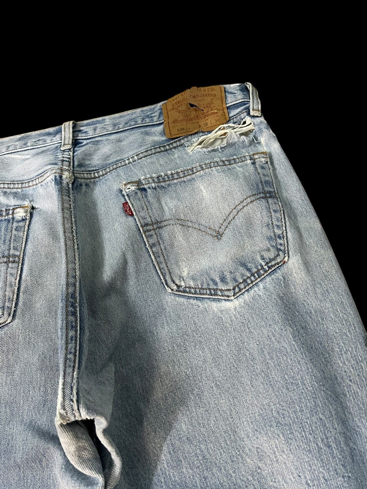 Levi's Vintage Levi’s 501xx Distress Faded Ripped Jean Size US 35 - 15 Thumbnail