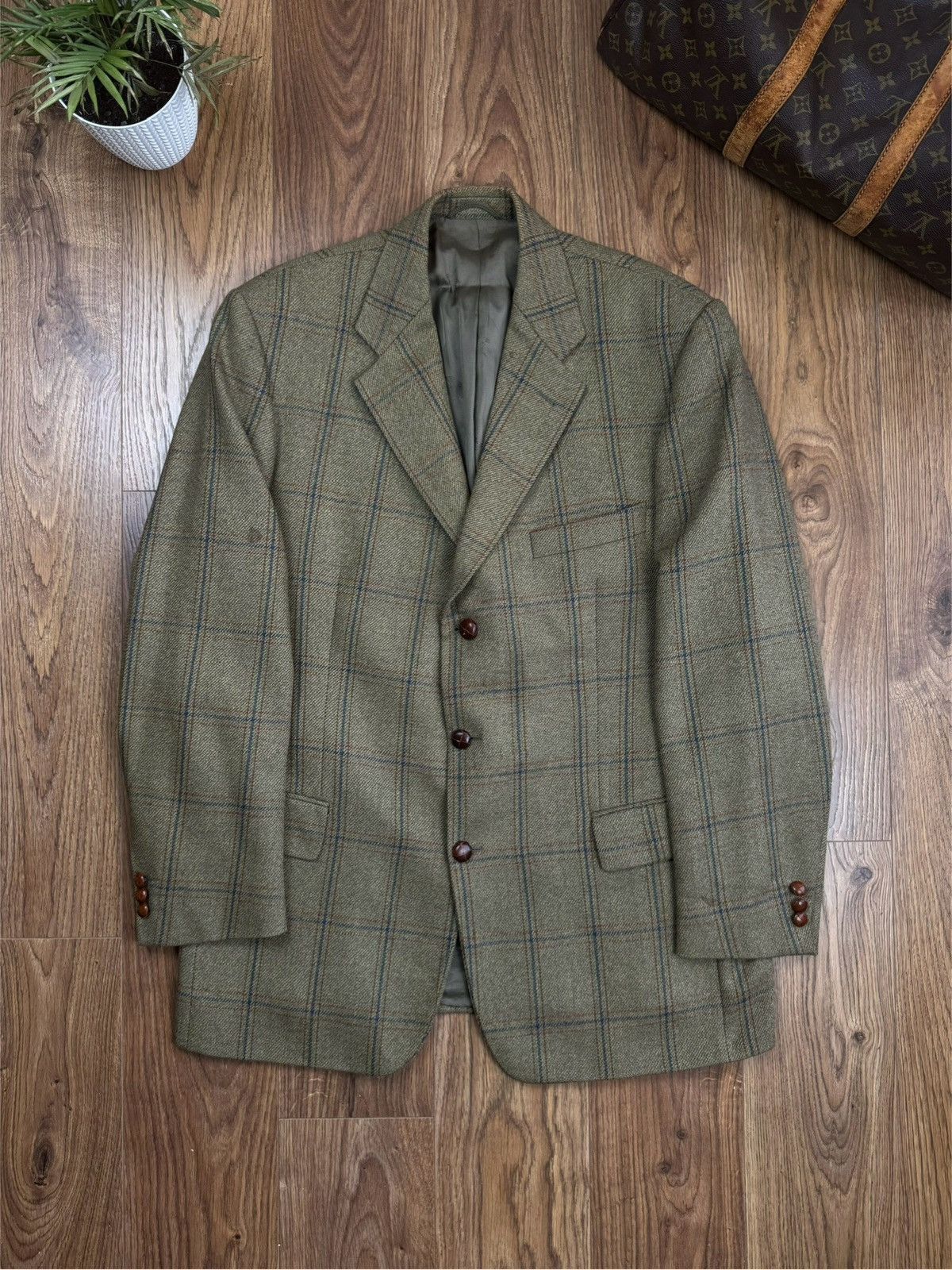 Burberry Vintage wool blazer Burberry Tweed original luxury item Size 48L - 1 Thumbnail