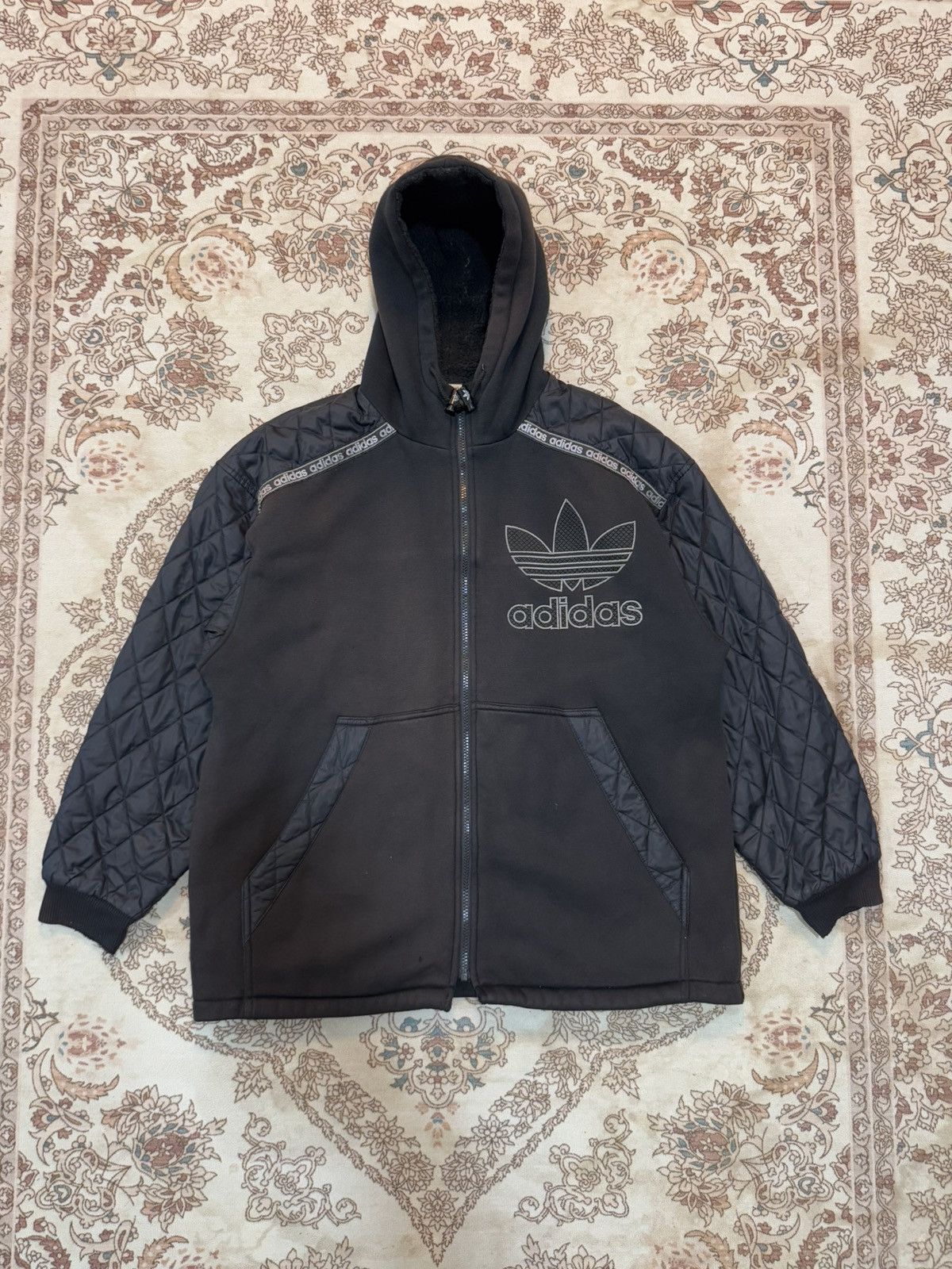 Adidas × Vintage Vintage Faded Adidas Big Logo Zipper Hoodie Size US M / EU 48-50 / 2 - 1 Thumbnail