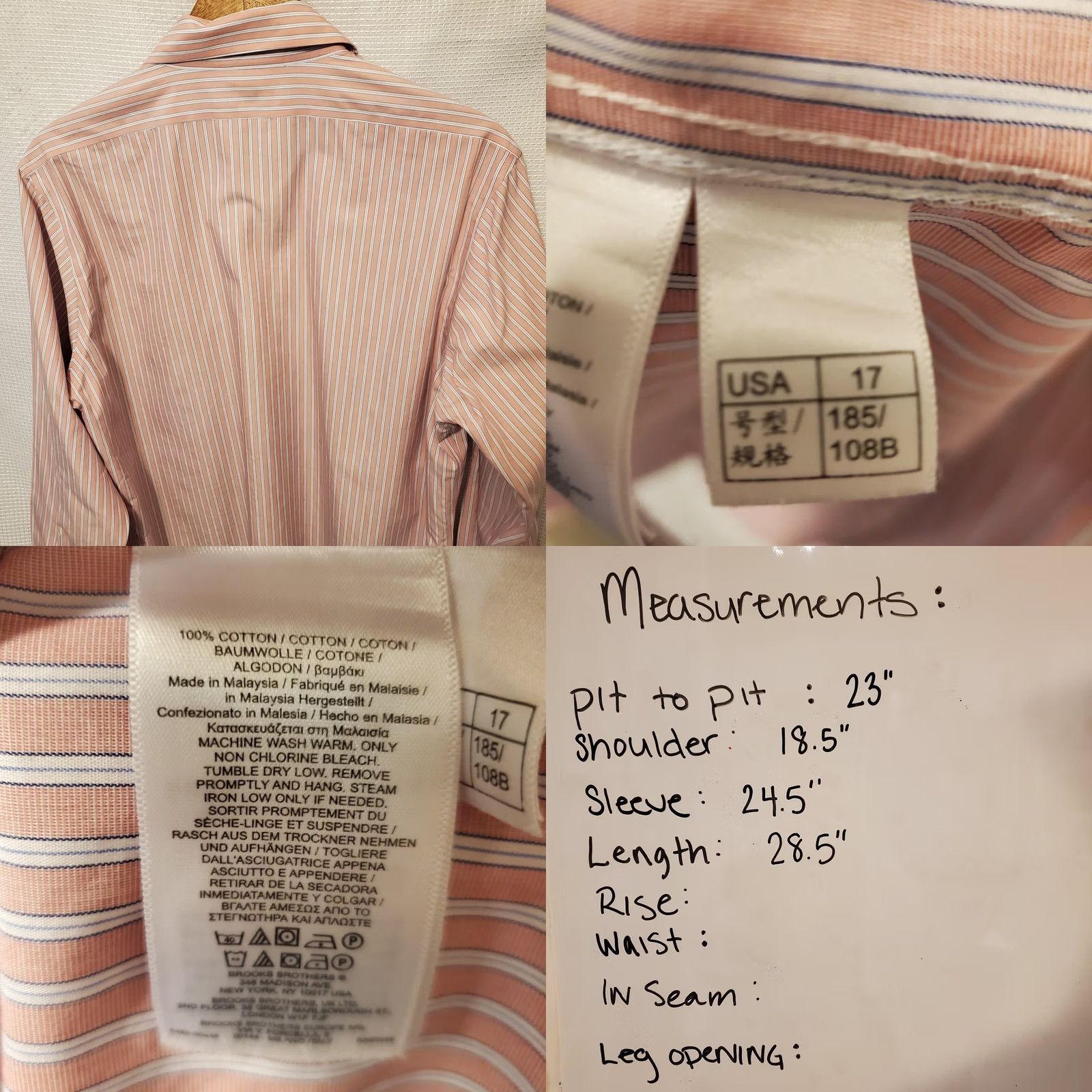 Brooks Brothers VINTAGE Brooks Brothers Original Polo Shirt Men Shirt Adult Regular Chest 46 in Pink Blue White Stripe Oxford Cotton Classic Preppy Shirt Mens Size US XL / EU 56 / 4 - 8 Thumbnail