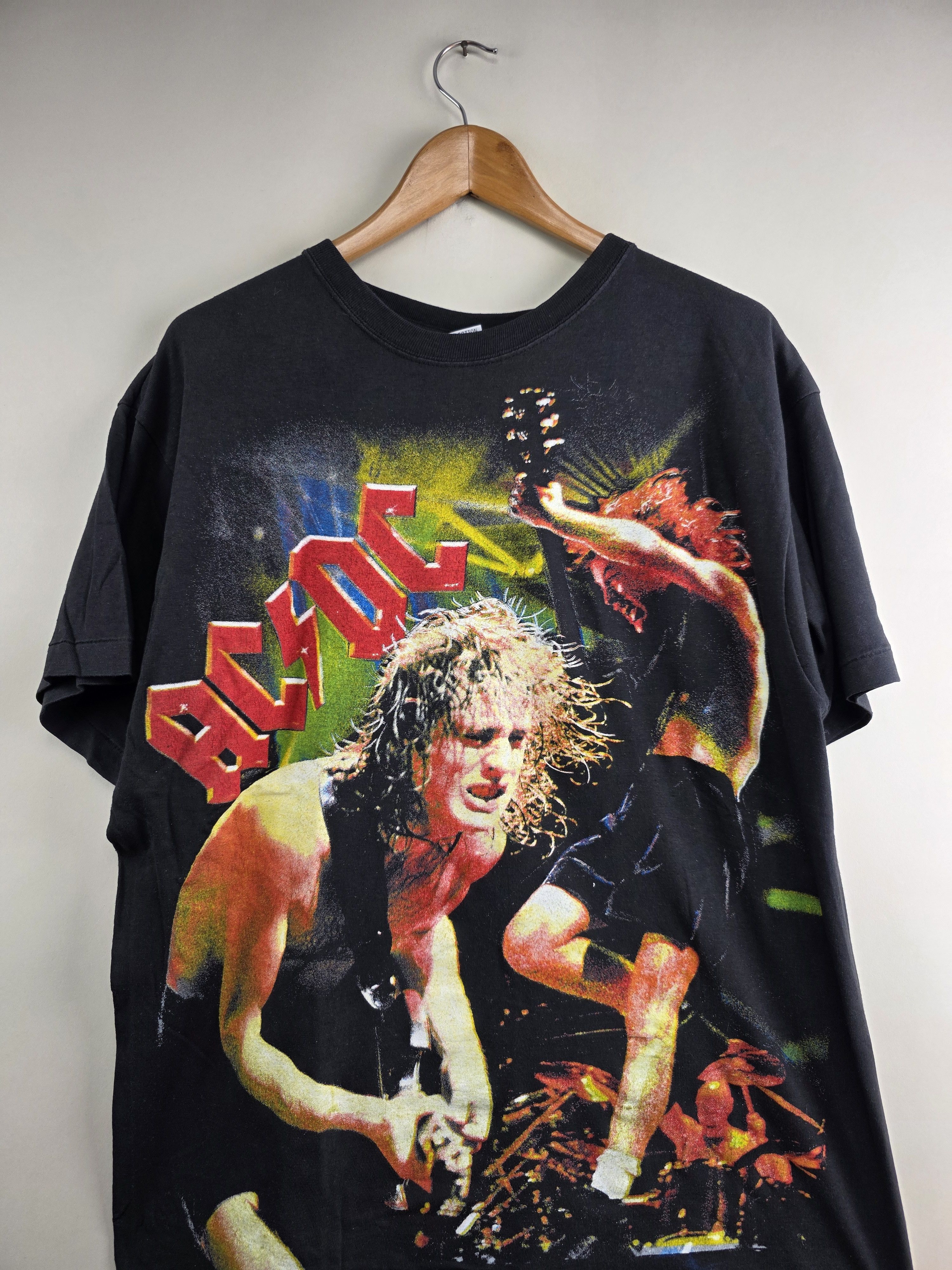 AC/DC × Band Tees × Vintage 90s ACDC Angus Burning Dollars Bootleg XL 22" 28.5" Size US XL / EU 56 / 4 - 2 Thumbnail