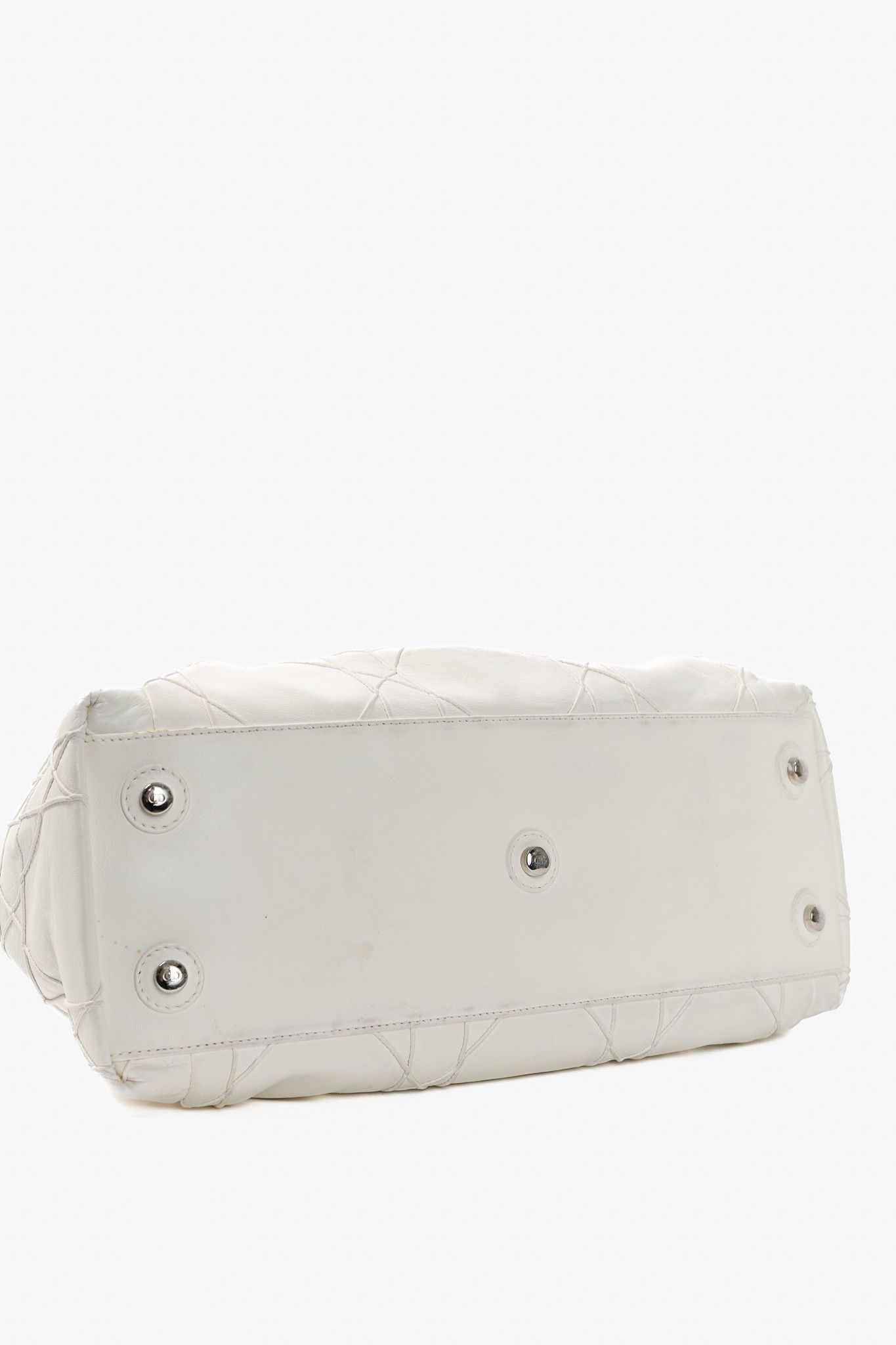 Dior Christian Dior Le Trente White Cannage Leather Ruffle Tote Size ONE SIZE - 5 Thumbnail