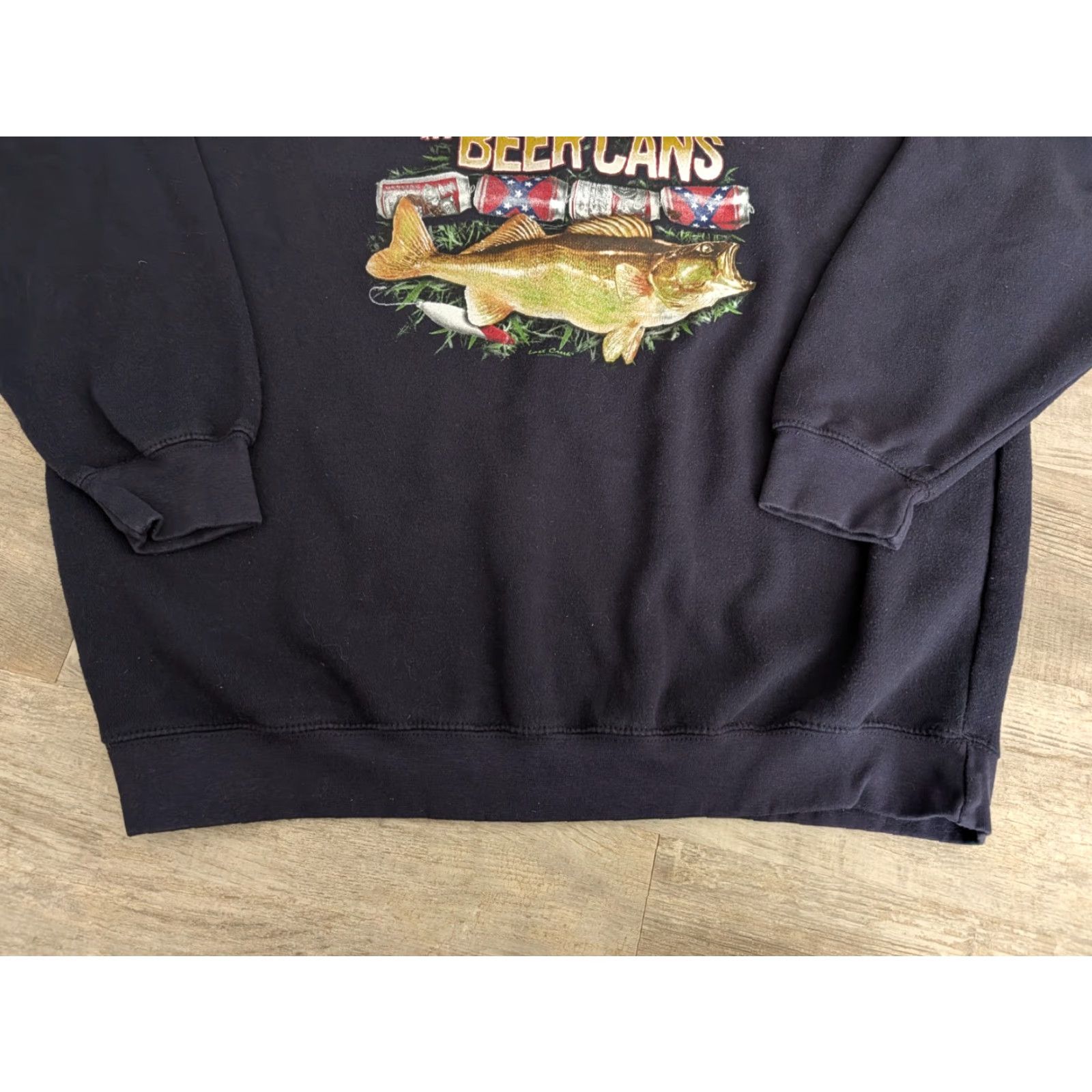 Vintage VINTAGE Lost Creek Outfitters Crew Sweatshirt Mens XL Blue Graphic Print Fisherman Beer Can 90s Y2K Fishing Size US XL / EU 56 / 4 - 5 Thumbnail