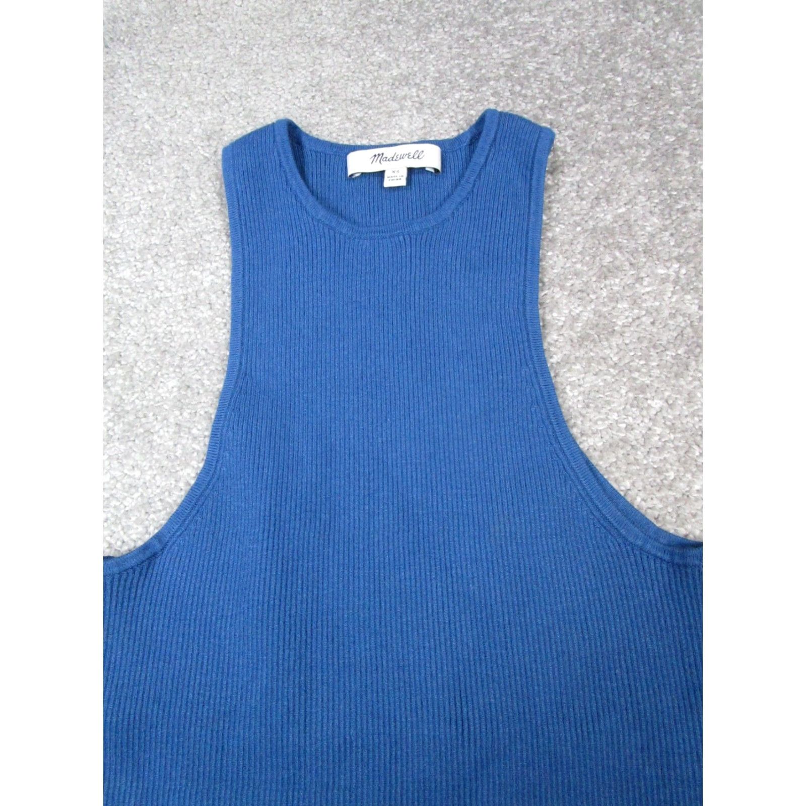 Madewell Madewell Tank Top Womens XS Blue Ribbed Knit Tank Type Sleeveless Round Neck Pullover Basic Size XS / US 0-2 / IT 36-38 - 2 Thumbnail