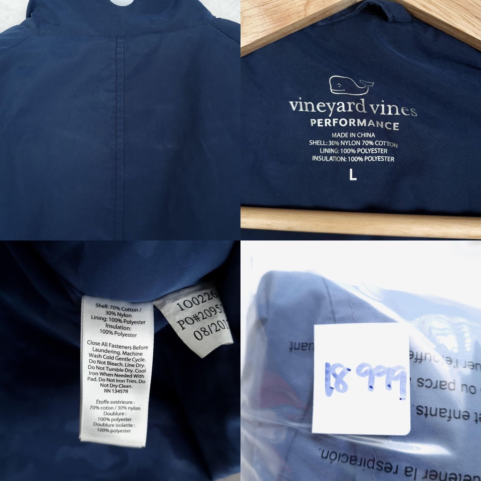 Vineyard Vines Vineyard Vines Jacket Mens Large Blue Performance Full Zip Windbreaker Outdoor Jacket Size US L / EU 52-54 / 3 - 10 Thumbnail
