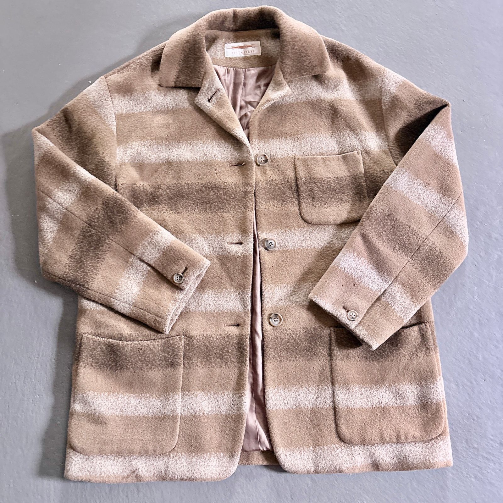 Vintage Vintage Time Plaid Fleece Shacket Brown Beige Stripes Size M / US 6-8 / IT 42-44 - 1 Thumbnail