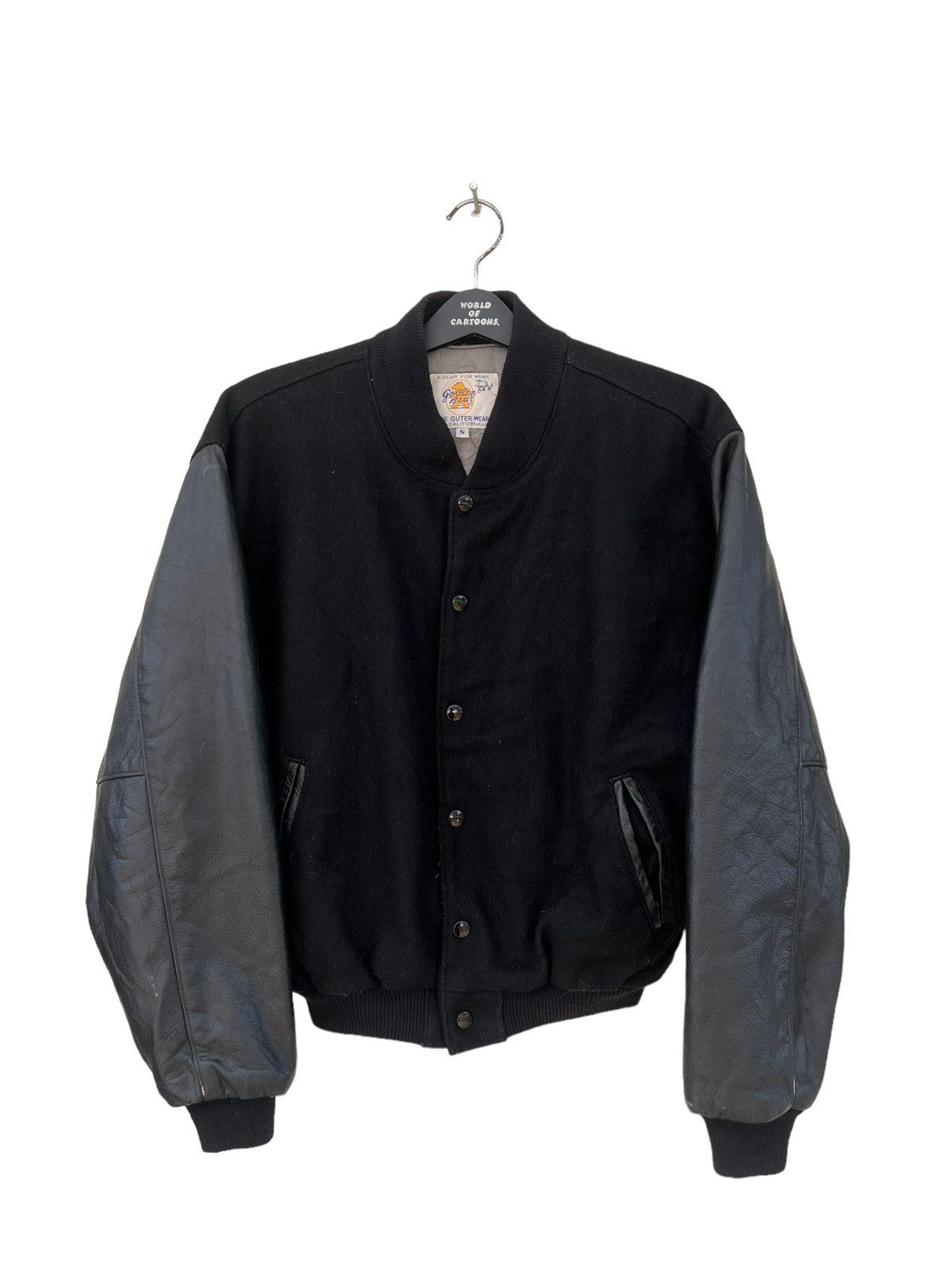 Golden Bear Vintage 80s Golden Bear Black Varsity Bomber Jacket Size US S / EU 44-46 / 1 - 1 Thumbnail