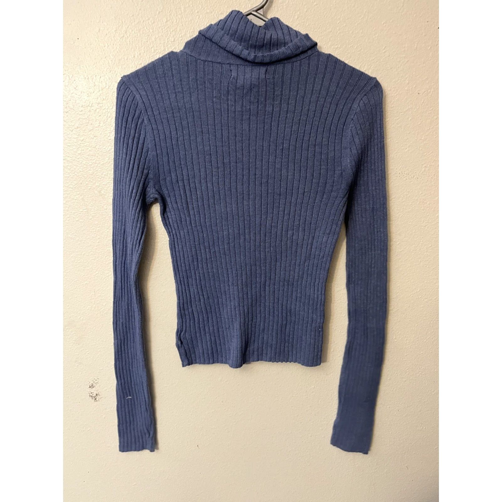 American Eagle Outfitters American Eagle Outfitters Shirt M Cotton, Polyester, Spandex Blue Turtleneck Ribbed Slim Fitted Long Sleeve, Fall, Winter Size M / US 6-8 / IT 42-44 - 3 Thumbnail