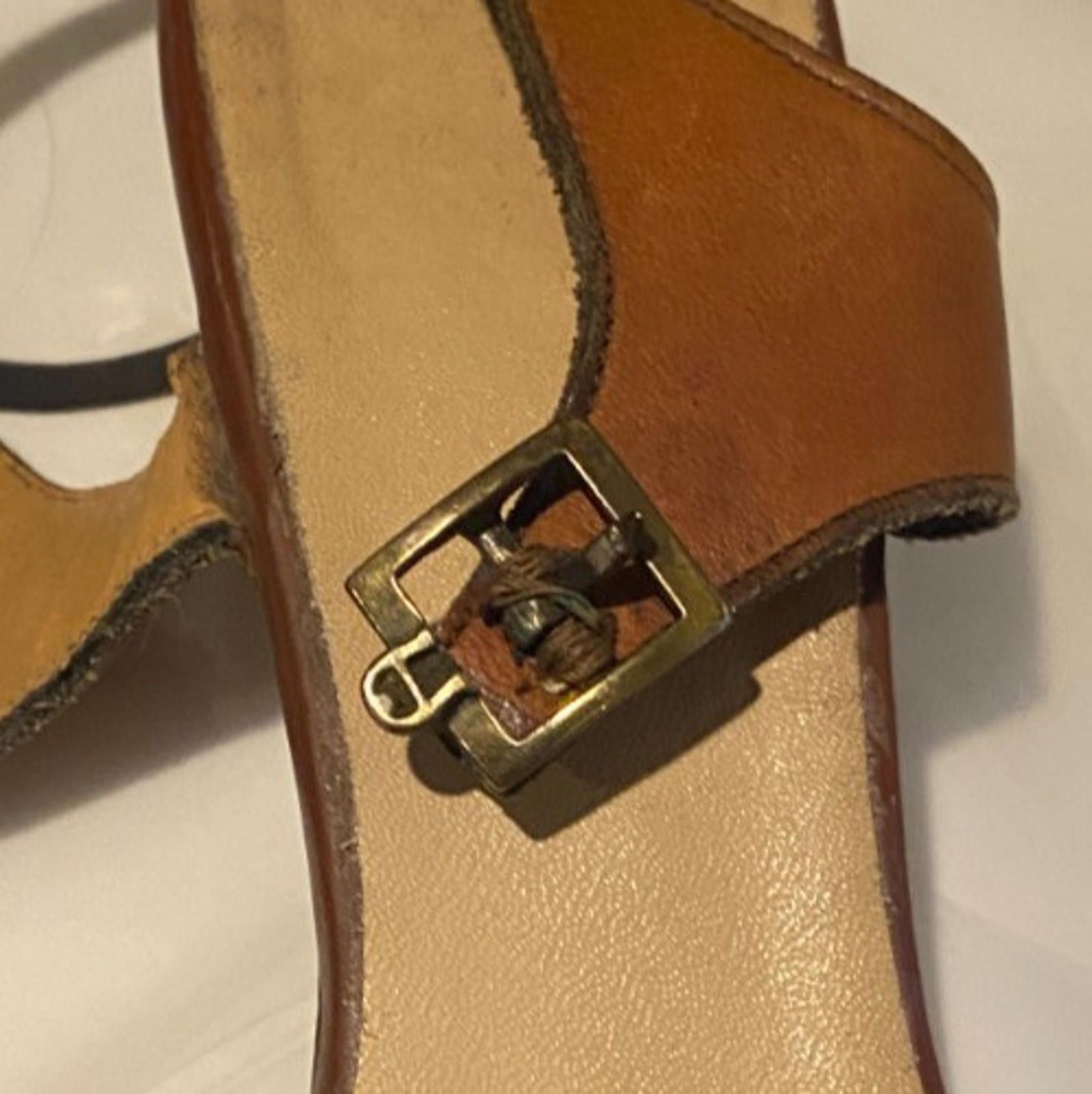 Designer VINTAGE 50s/60s Leather Heels Ankle Strap (#S605) Size US 10 / IT 40 - 6 Thumbnail