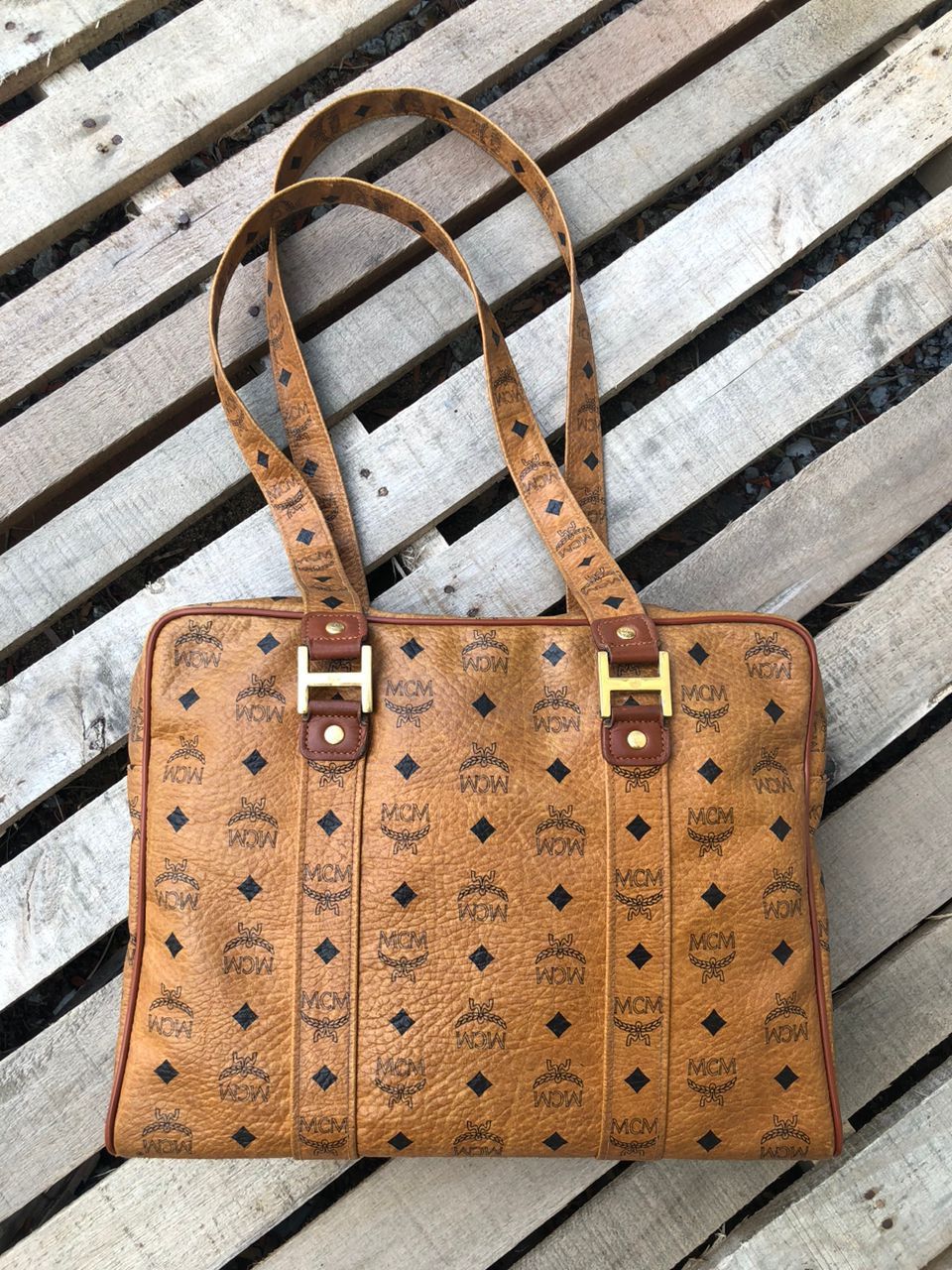 MCM Vintage MCM Cognac Visetos Monogram Shoulder Bag Size ONE SIZE - 2 Thumbnail