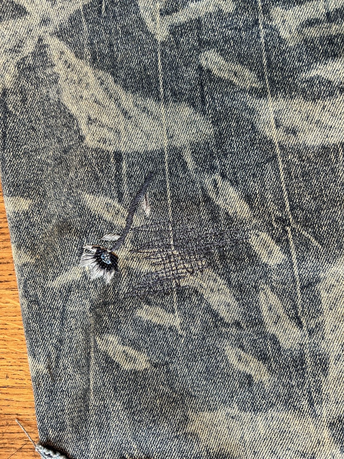 Ralph Lauren Purple Label Runway Tie-Dyed Hand Embroidered and Beaded Boro Jeans Size US 30 / EU 46 - 13 Thumbnail