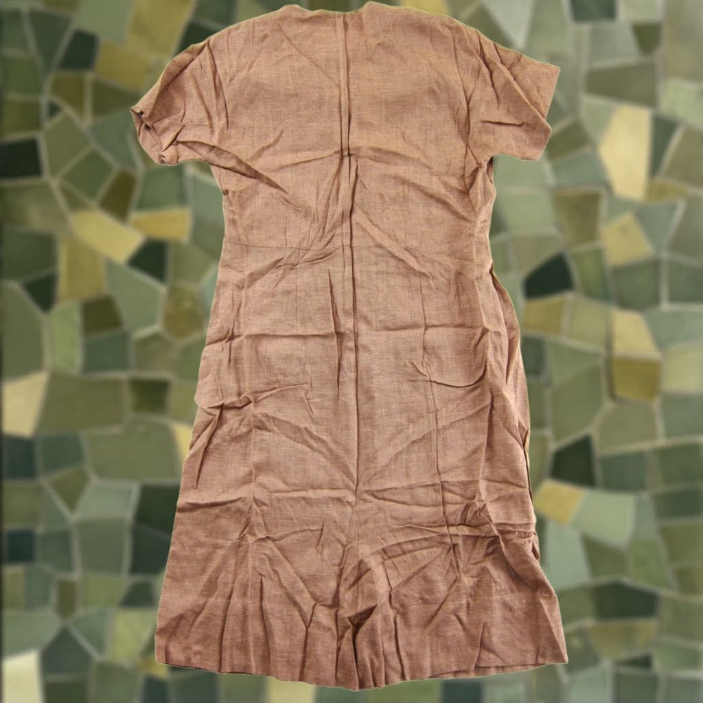 Vintage VINTAGE Handmade Dress - Sheath, A-Line, Kaftan - Short Sleeve - Brown - 1960s - Knee Length - Medium Size 32" / US 10 / IT 46 - 1 Thumbnail