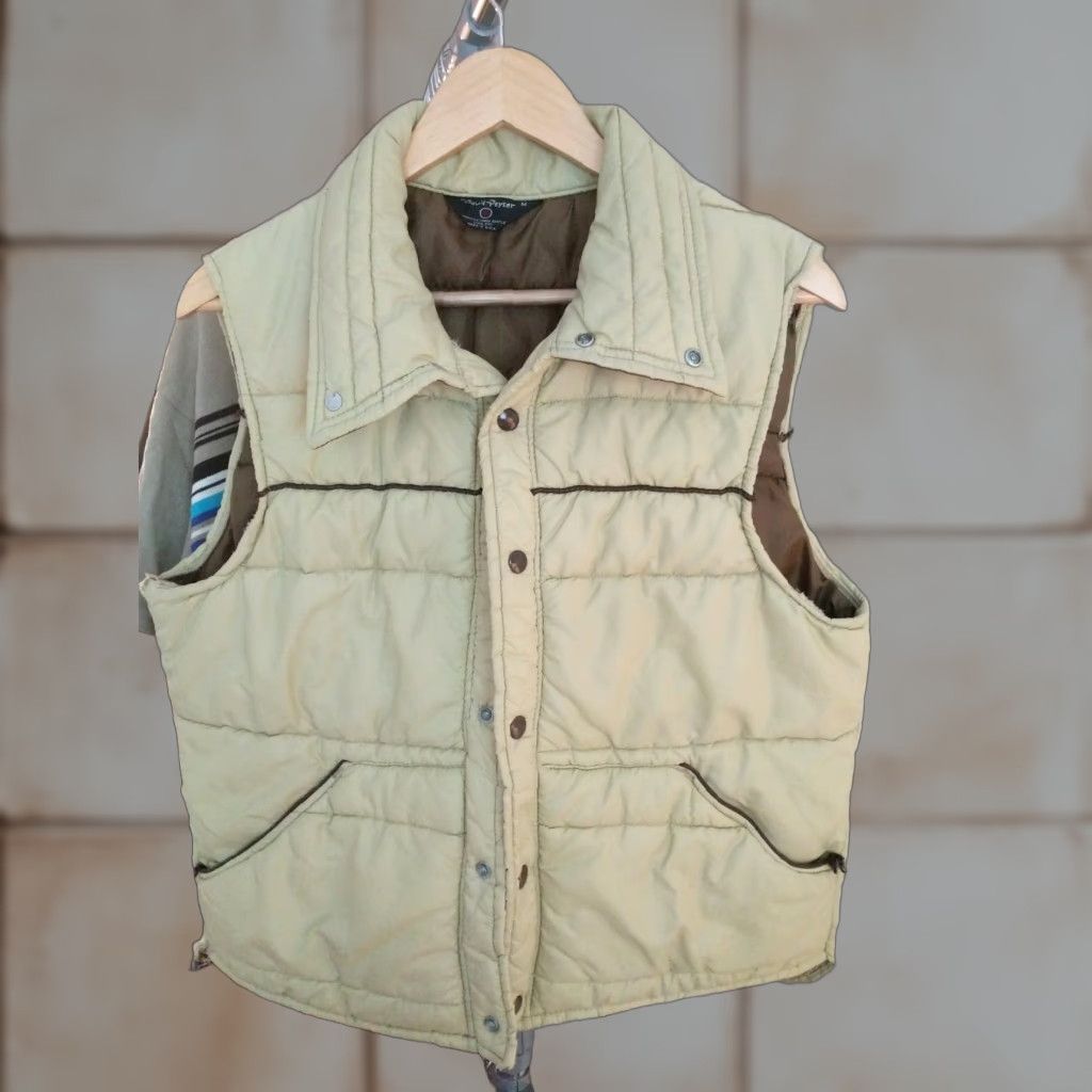 Vintage VINTAGE David peyser Vest Unisex Adults M tan quilted puffer Nylon Made In USA Brown Mens/ Womens Size US M / EU 48-50 / 2 - 1 Thumbnail