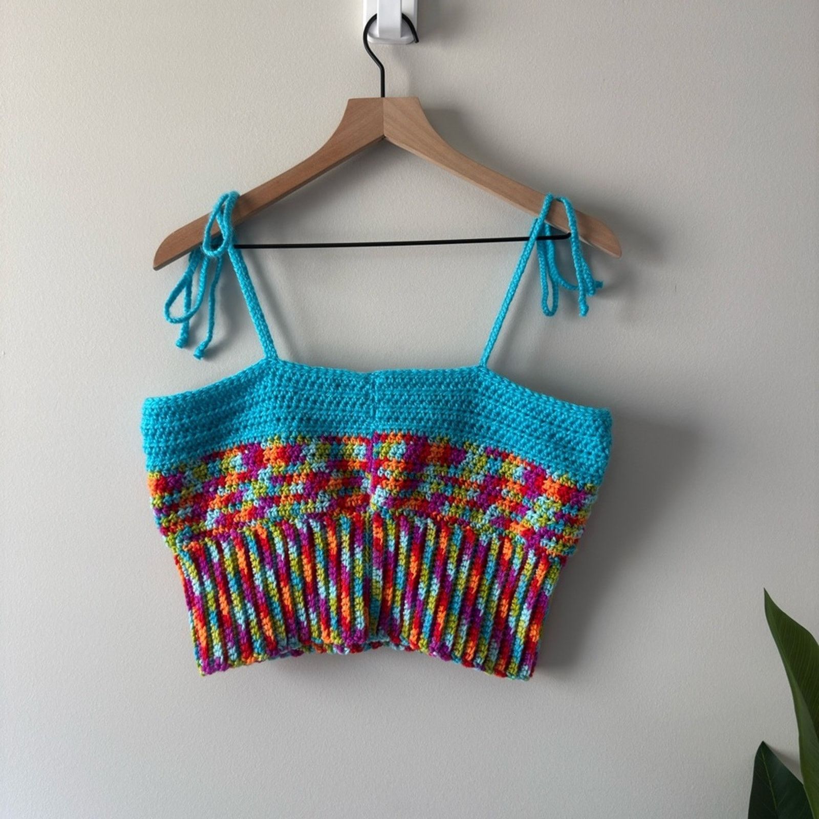Handmade Handmade Crochet Adjustable Tie Strap Crop Top 100% Recycled Size L / US 10 / IT 46 - 7 Thumbnail