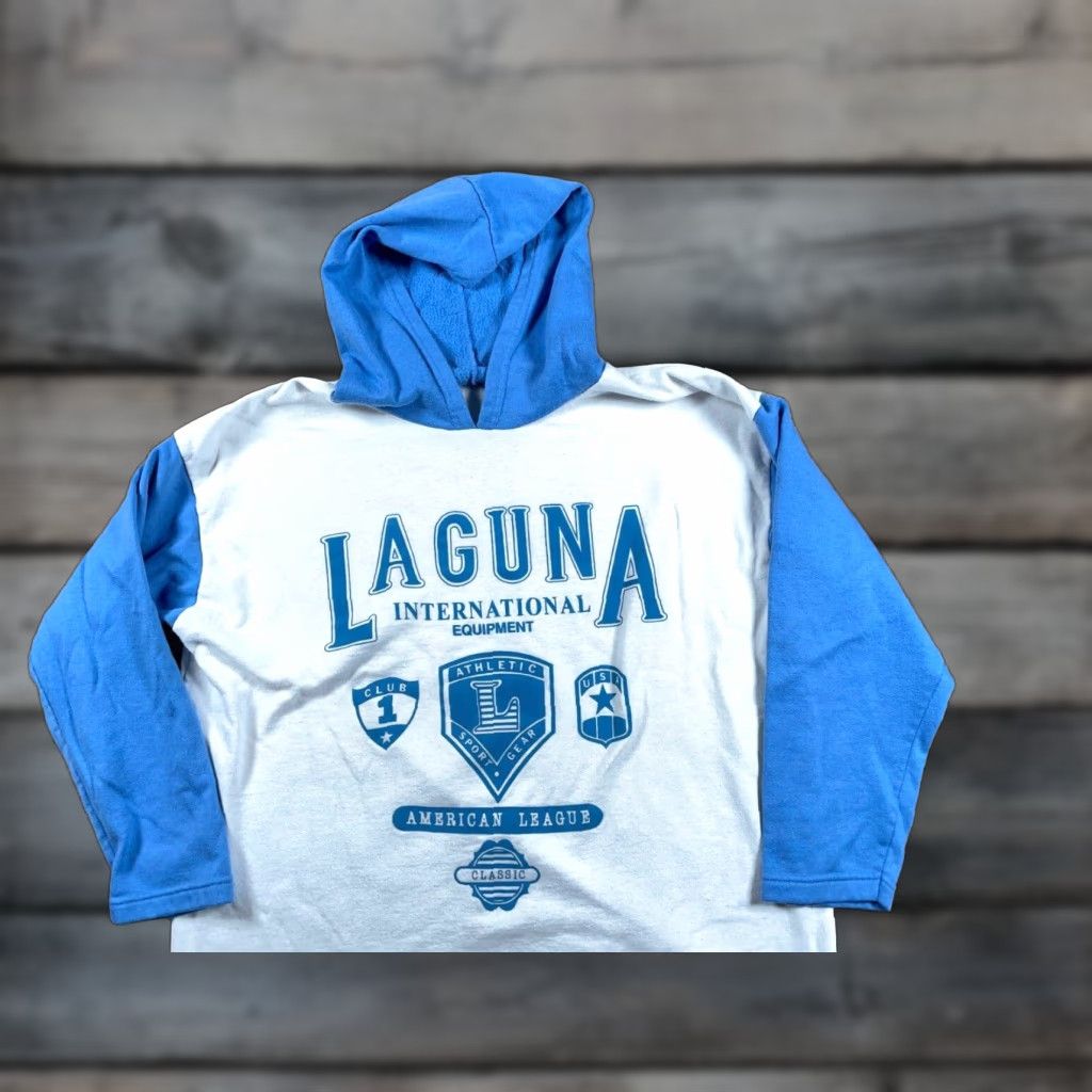 Vintage Vintage VTG 90s Laguna International Equipment Hoodie Adult Large White Blue Sweatshirt Size US L / EU 52-54 / 3 - 1 Thumbnail