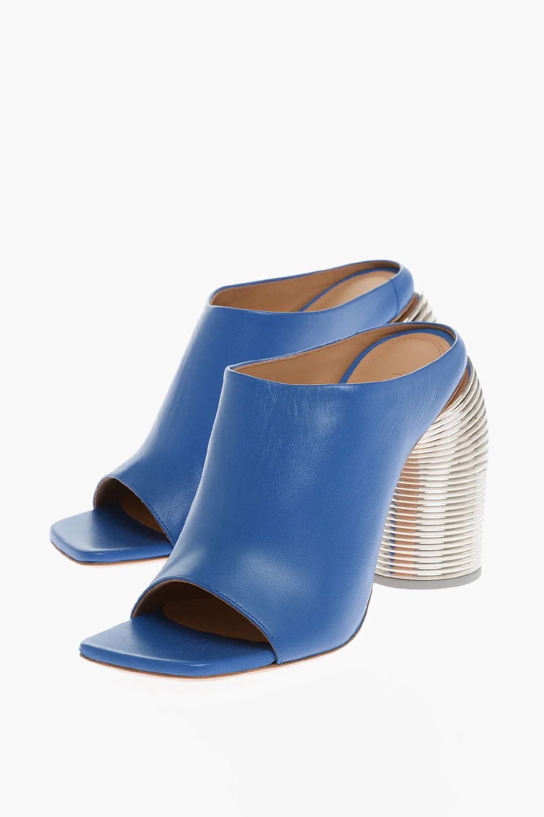 Off-White og1mm0426 Leather Open-Toe Mules in Blue Size US 8 / IT 38 - 2 Thumbnail