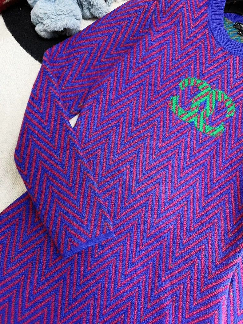 Chanel Chanel 21K autumn and winter purple mixed-color cashmere d Size XXS / US 00 / IT 34 - 4 Thumbnail