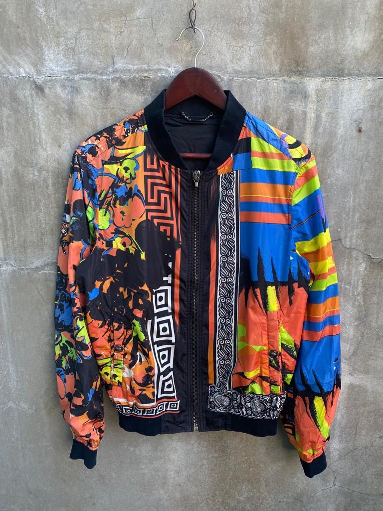 image of Versace Fiore Printed Bomber Jacket, Men's (Size Small)