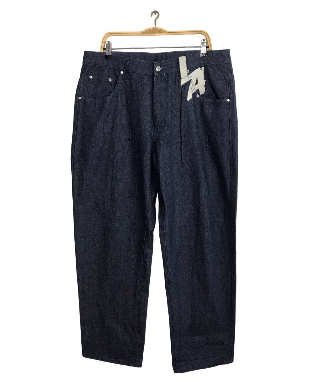 Vintage D.O.P Denim Gangsta 13 La Dark Indigo Denim Baggy Hiphop Size US 38 / EU 54 - 1 Thumbnail
