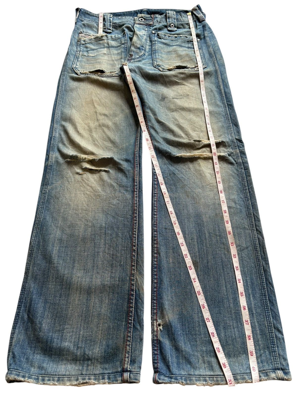 Diesel Vintage Diesel Mud Wash Distressed Loose Baggy Jeans Size US 31 - 13 Thumbnail