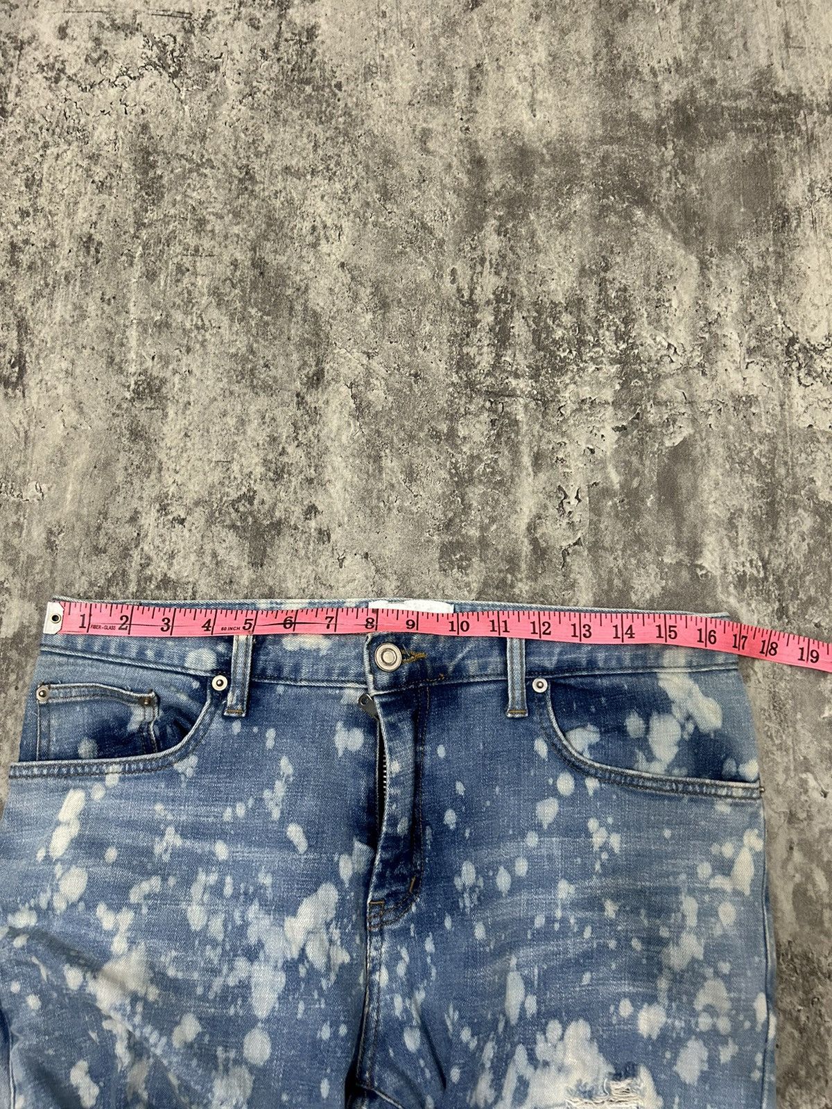 Japanese Brand Halo Tokyo Japan Acid Wash Distressed Jeans Size US 33 - 17 Thumbnail