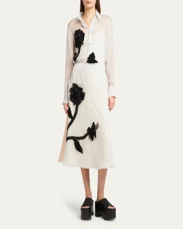 Marni o1w1db11125 Bicolor Classic Long-Sleeve Silk Shirt in White Size XL / US 12-14 / IT 48-50 - 3 Thumbnail