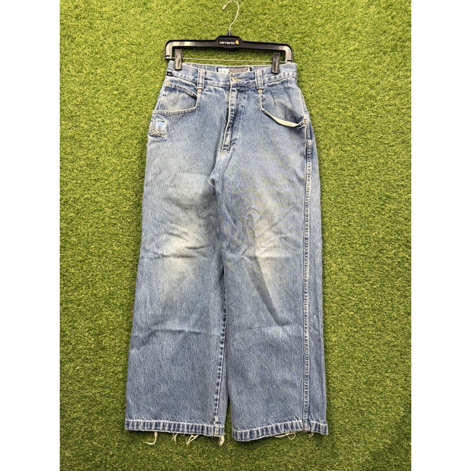 Vintage VINTAGE Kikwear Jeans 90s Y2K Raver Skater Wide-Leg 30x30 Button Fly Blue Denim 5-Pocket Mens Adjustable Rise High Relaxed 34 In Waist 30 In Inseam Size US 30 / EU 46 - 2 Thumbnail