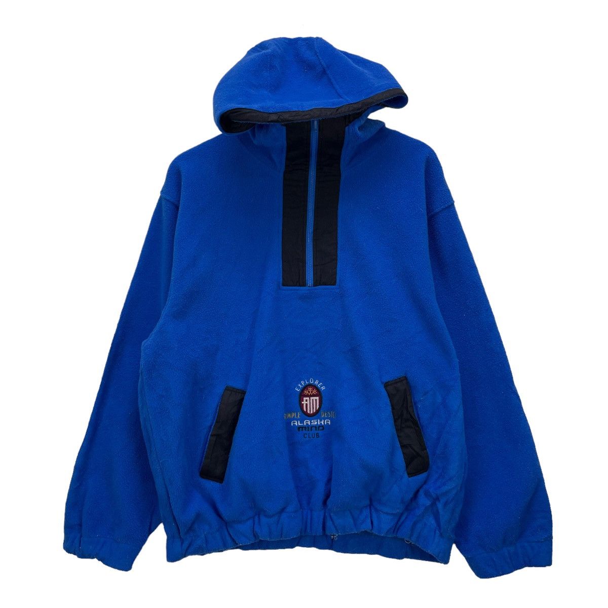 image of Made In Canada x Made In USA Vintage Fleece Alaska Mind Club Hooded Jacket in Blue (Size Medium)