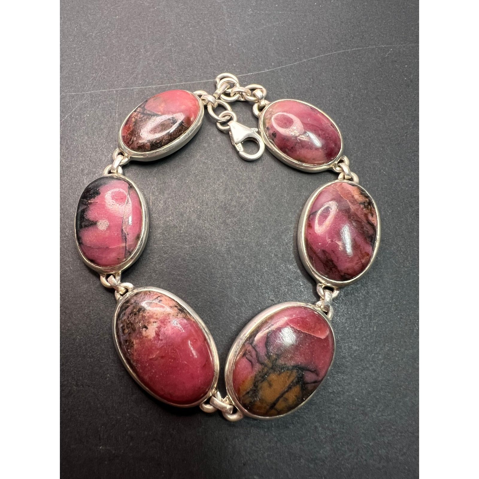 Other NEW Rhodonite sterling silver link bracelet 7.75 inch Size ONE SIZE - 10 Thumbnail
