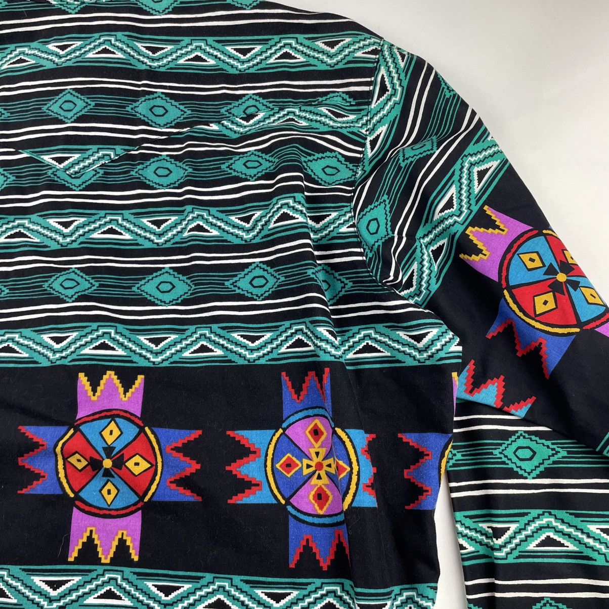 Vintage Wrangler Brushpopper Shirt XL Teal Cowboy Western Aztec 90s Size US XL / EU 56 / 4 - 12 Thumbnail