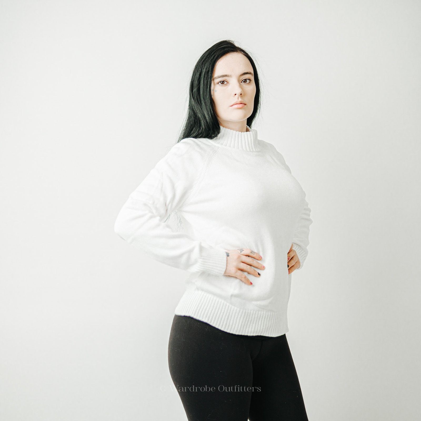 Designer Jeanne Pierre White Turtleneck Sweater - L Size L / US 10 / IT 46 - 2 Thumbnail