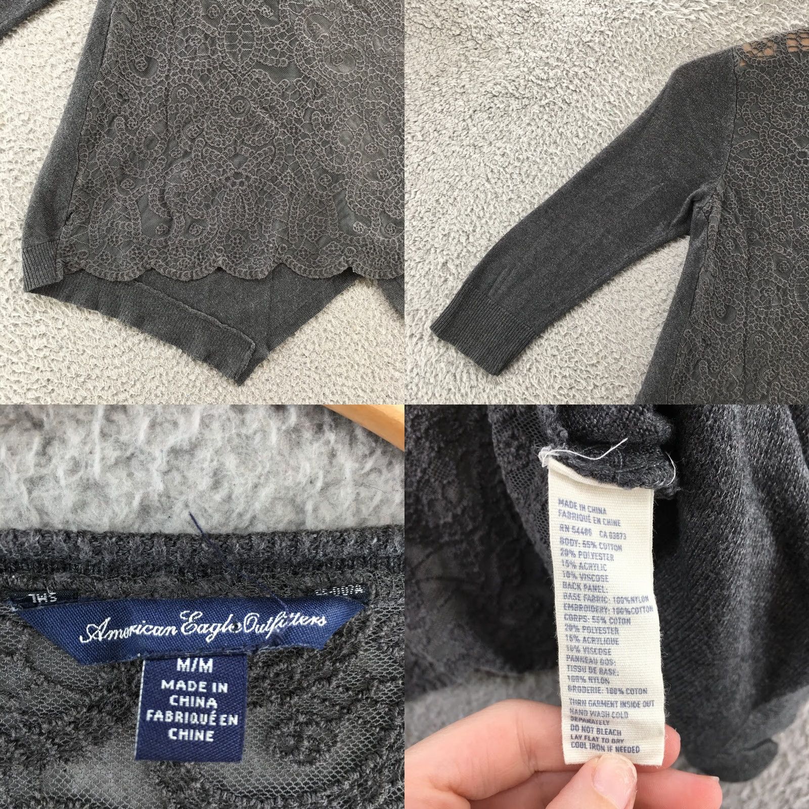 American Eagle Outfitters American Eagle Outfitters Cardigan Drape 3/4 Sleeve Gray Open Front Womens M Knit Sweater Size M / US 6-8 / IT 42-44 - 9 Thumbnail
