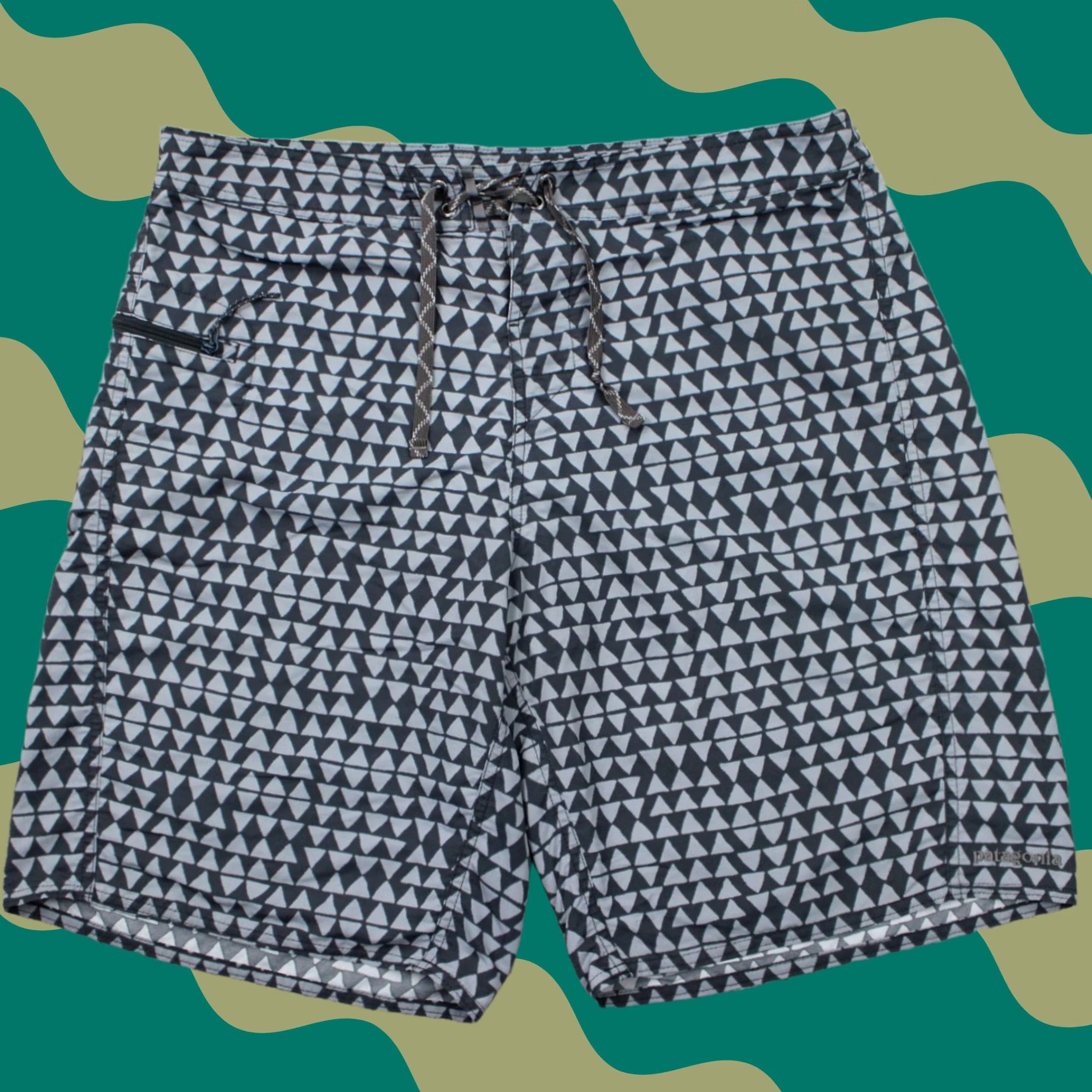 Patagonia Patagonia Hybrid Board Shorts Mens 36 Gray Geometric 100% Nylon w/ 10" inseam Size US 36 / EU 52 - 1 Thumbnail