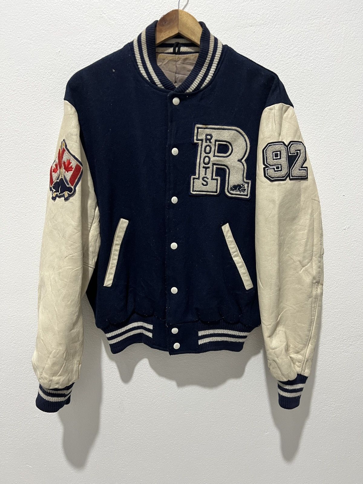 Vintage 🔥Roots Canada Varsity Jacket Size US L / EU 52-54 / 3 - 2 Thumbnail