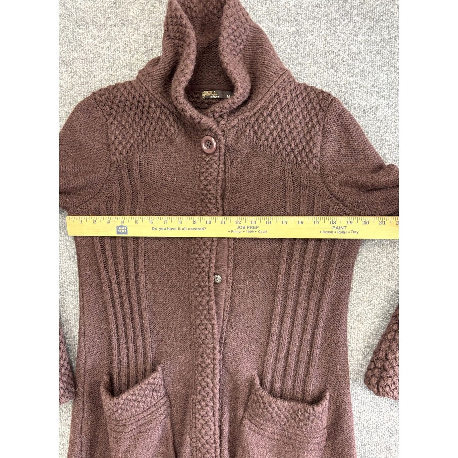 Prana prAna Cardigan Womens Medium Brown Long Knit Shawl Collar Pockets W3180540 Size M / US 6-8 / IT 42-44 - 5 Thumbnail