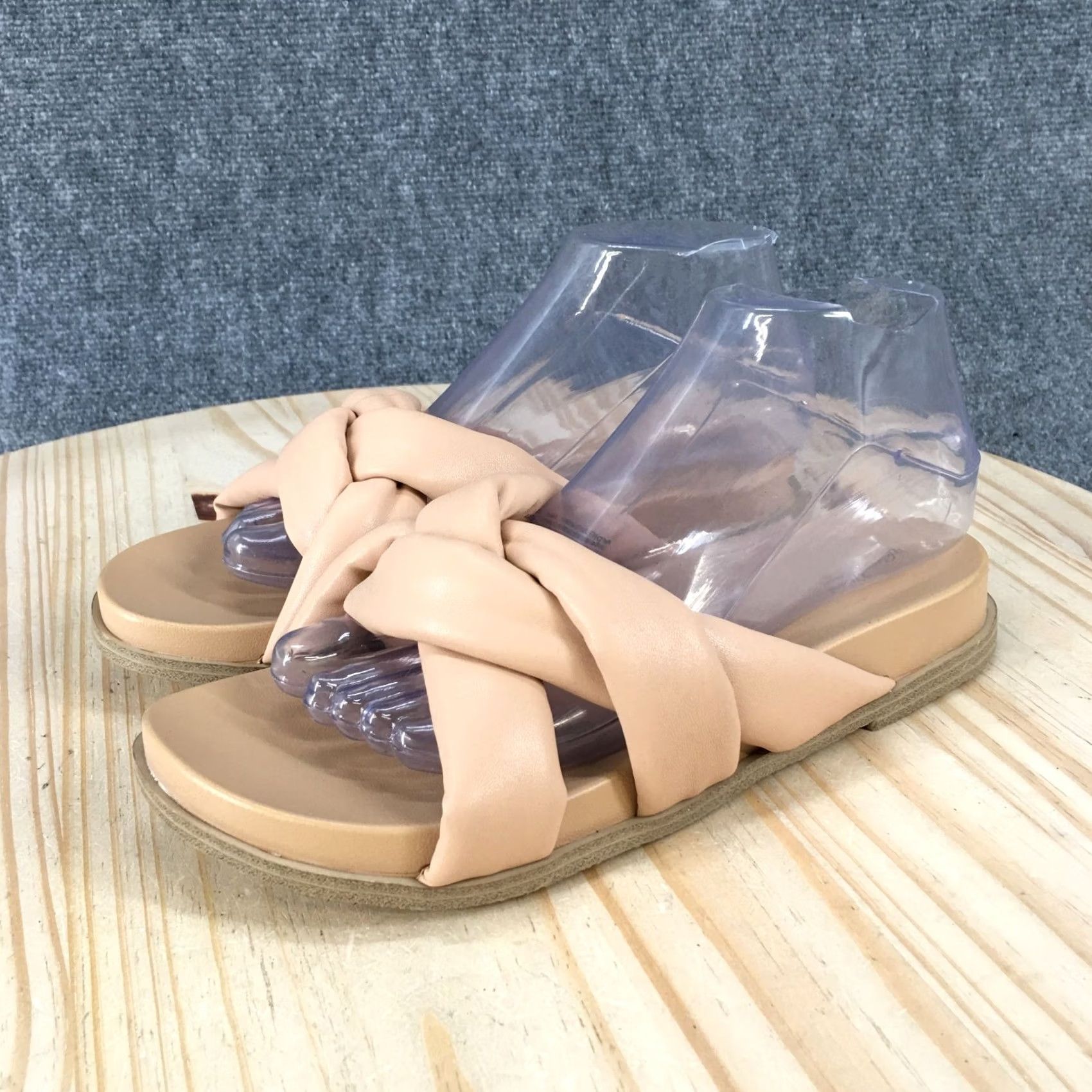 Vintage Universal Thread Sandals Slide Cosette Beige Womens 7.5 Casual Slip On Knotted Flat Summer Shoes Womens Size US 8 / IT 38 - 3 Thumbnail