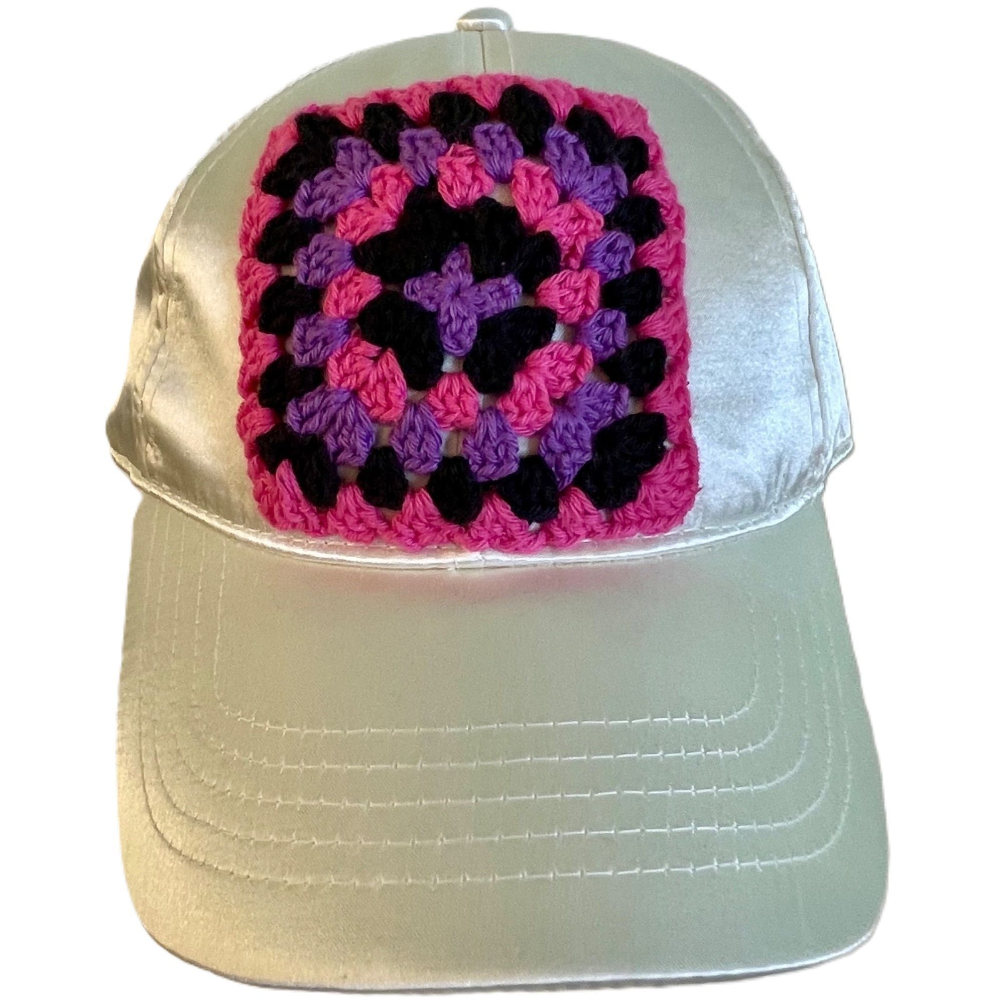 Handmade Crochet Granny Square Hat Ball Cap Cream Color Satin Adjusta Size ONE SIZE - 1 Thumbnail