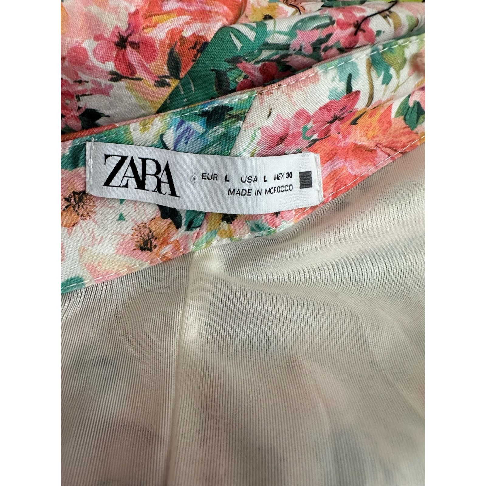 Zara Zara floral one shoulder ruched mini dress size Large Size L / US 10 / IT 46 - 4 Thumbnail