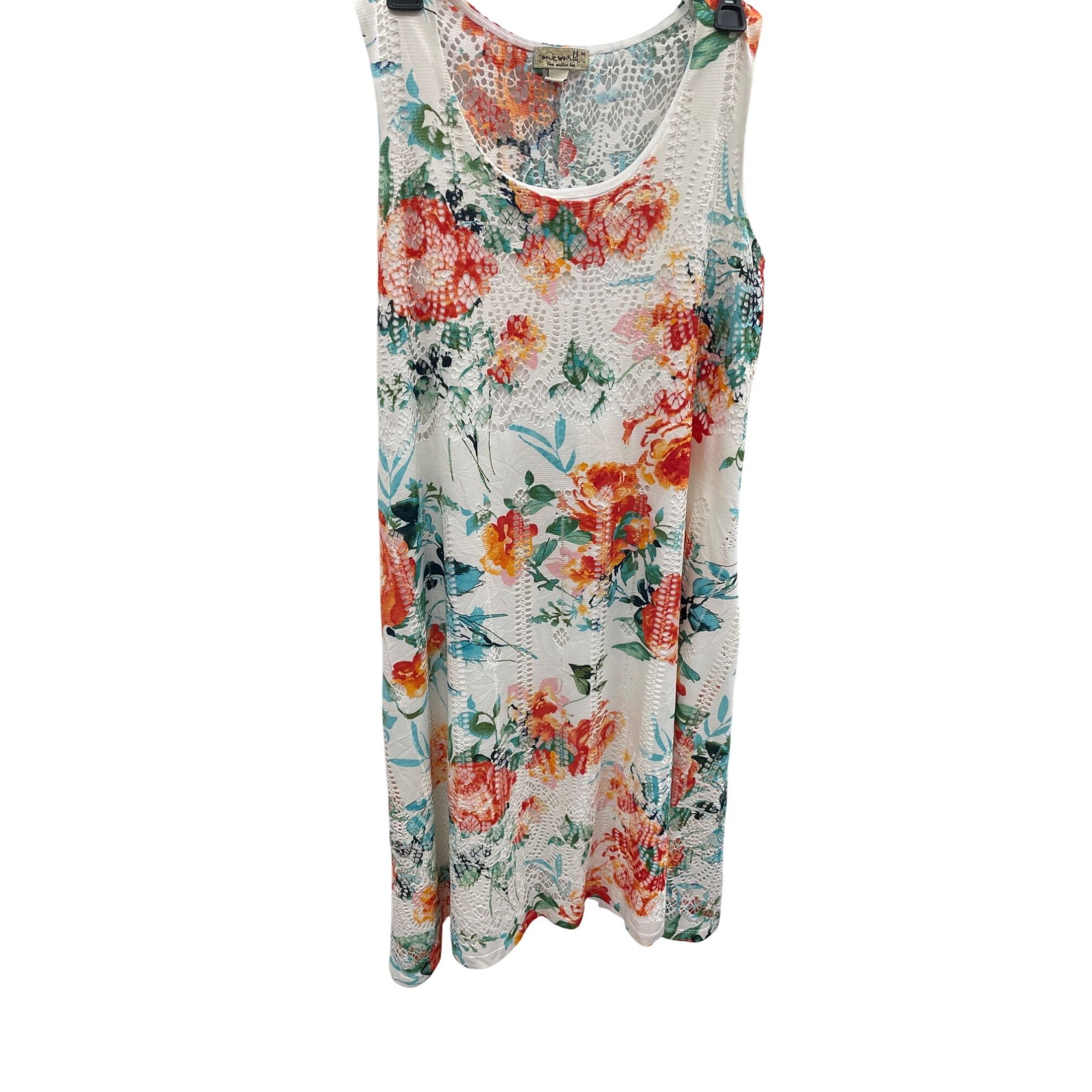 Other One World Womens orange tan Floral Sleeveless lined lace dr Size M / US 6-8 / IT 42-44 - 1 Thumbnail