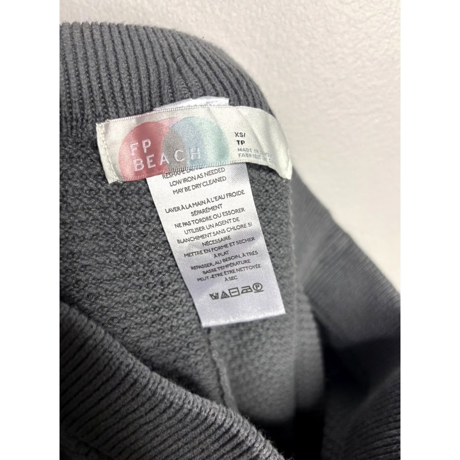 Vintage FP Beach Sweater Womens XS Gray Jogger Pants Knit Cropped Cuffed Lounge Casual Size XS / US 0-2 / IT 36-38 - 6 Thumbnail