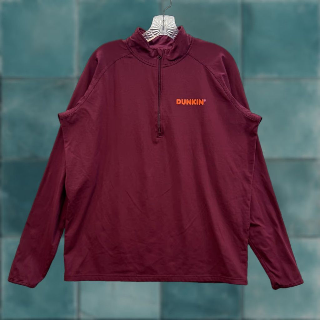 Vintage Dunkin Donuts Sweatshirt 1/4 Zip Mens Red M Pullover Long Sleeve Logo Employee Uniform Size US M / EU 48-50 / 2 - 1 Thumbnail