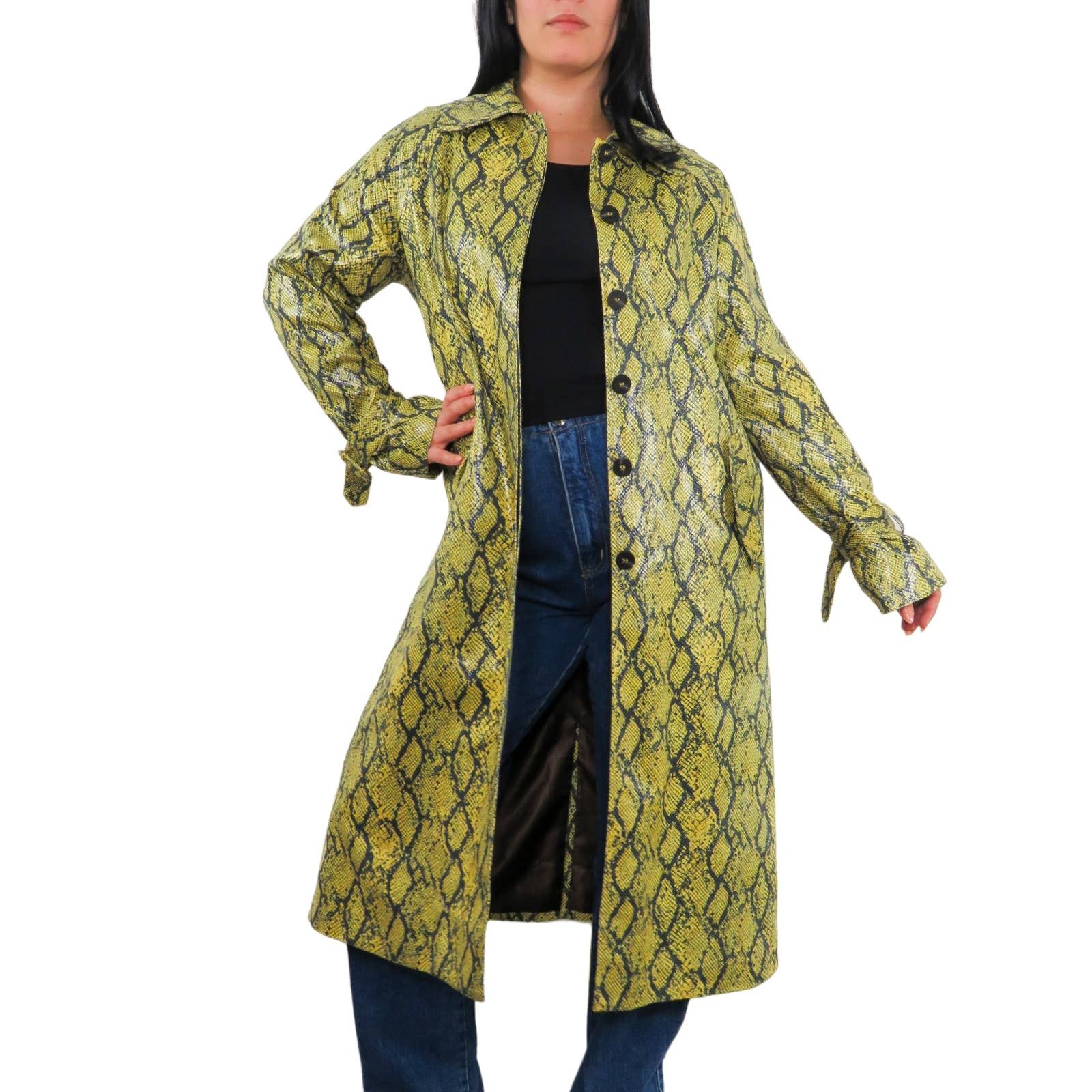 REVOLVE Revolve J.O.A. Green Snake Pattern Long Jacket Small Size S / US 4 / IT 40 - 1 Thumbnail