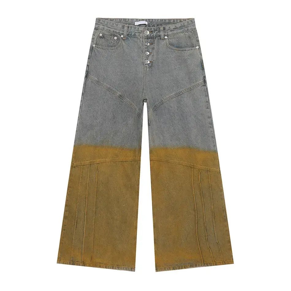 Japanese Brand Retro loose wide leg contrasting patchwork jeans Size US 32 / EU 48 - 3 Thumbnail