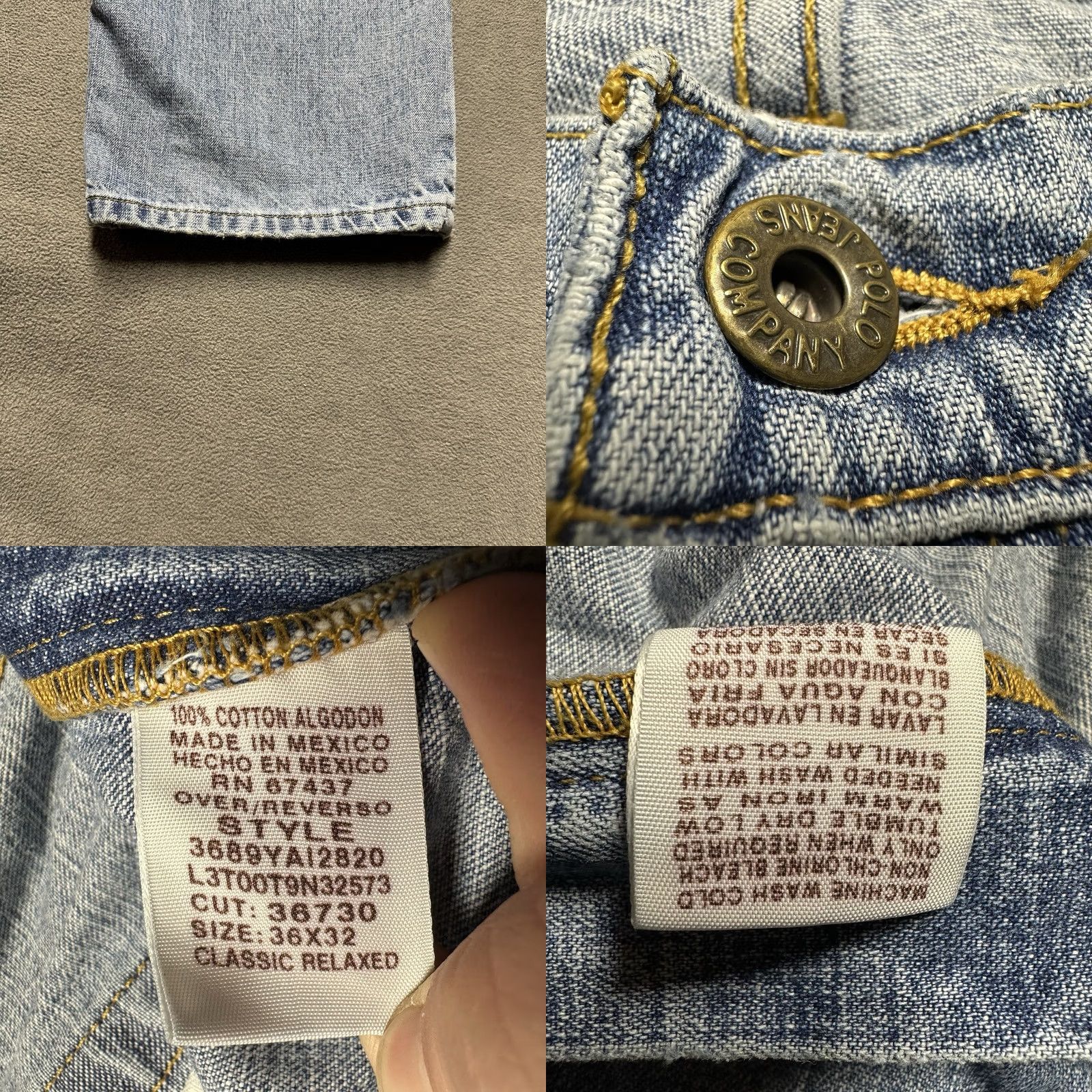 Polo Ralph Lauren VINTAGE Jeans Mens 36 Blue Ralph Lauren 36x32 36x31 Classic Relaxed Fit Tapered EUC Size US 36 / EU 52 - 8 Thumbnail