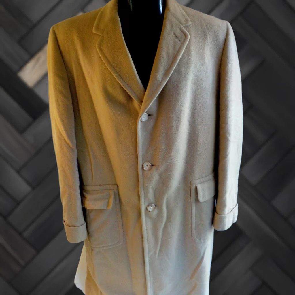 Vintage VINTAGE Arthur Leonard Single Breasted Coat Beig​e Cashmere 40L Men Overcoat Shirt Category Coat Mens Size US XXS / EU 40 - 1 Thumbnail