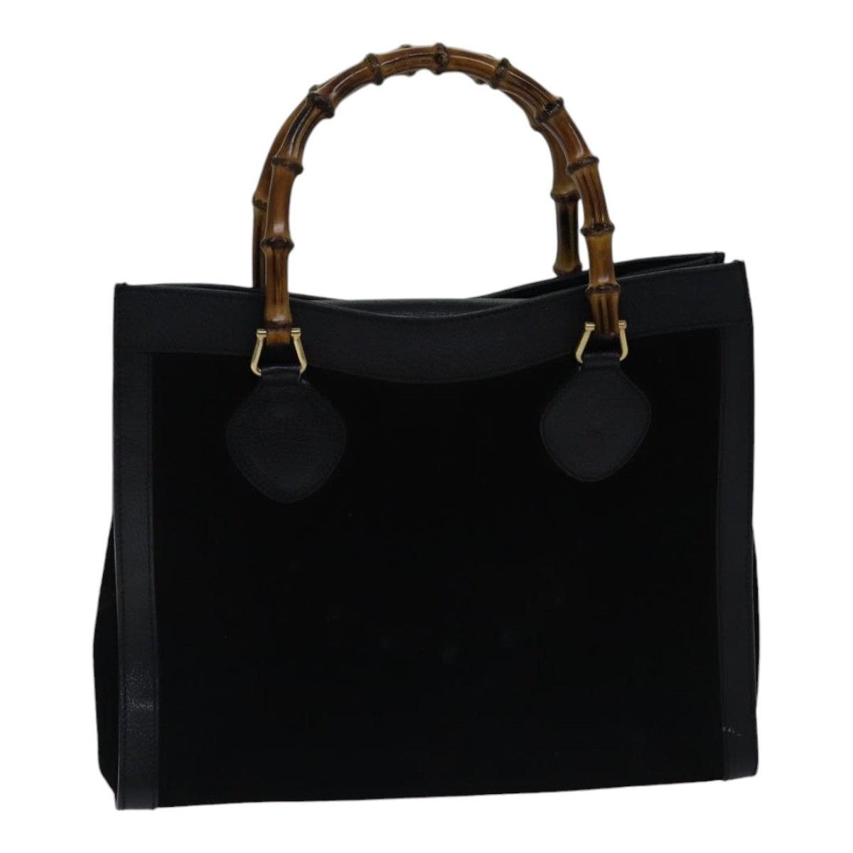 Gucci GUCCI Bamboo Hand Bag Suede Leather Black Gold 002 1186 002 Size ONE SIZE - 1 Thumbnail
