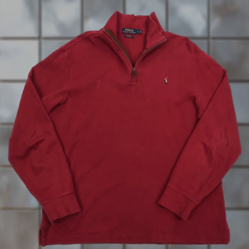 Polo Ralph Lauren Polo Ralph Lauren Men’s Red Estate Rib 1/4 Zip Pullover Sweater L Size US L / EU 52-54 / 3 - 1 Thumbnail