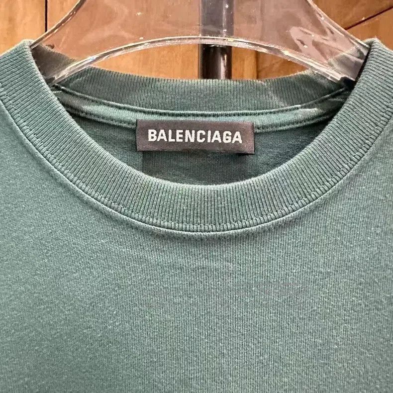 Balenciaga Army Green Back Letter Logo Short Sleeve